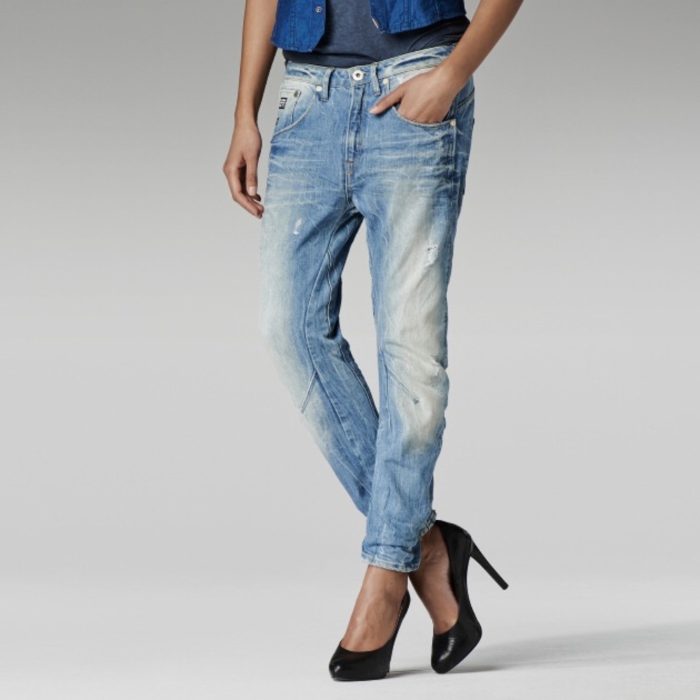 G Star Ocean Tapered Wmn Distressed Jeans Sz 25 34